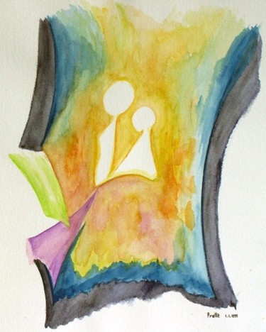 Painting titled "Vision" by Sylvie Prette, Original Artwork, Watercolor