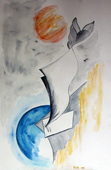 Peinture intitulée "Nouveau Monde 1" par Sylvie Prette, Œuvre d'art originale, Aquarelle