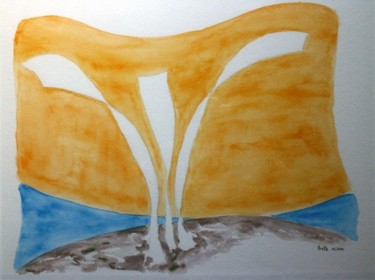 Painting titled "Trinité" by Sylvie Prette, Original Artwork, Watercolor