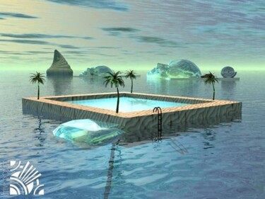 Digital Arts titled "Floating Pool" by Sylvie Robert, Original Artwork