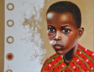 Peinture intitulée "Le garçon rêveur" par Sylvie Roussel Méric, Œuvre d'art originale, Huile Monté sur Châssis en bois