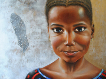 Peinture intitulée "Sourire à Bamako" par Sylvie Roussel Méric, Œuvre d'art originale, Huile