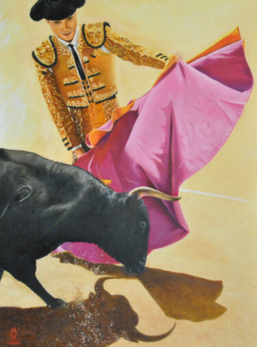 Malerei mit dem Titel "Corrida" von Sylvie Roussel Méric, Original-Kunstwerk, Öl