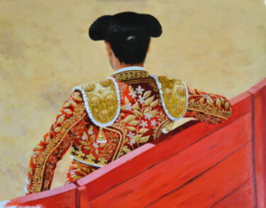 Painting titled "Le torero tranquille" by Sylvie Roussel Méric, Original Artwork, Oil