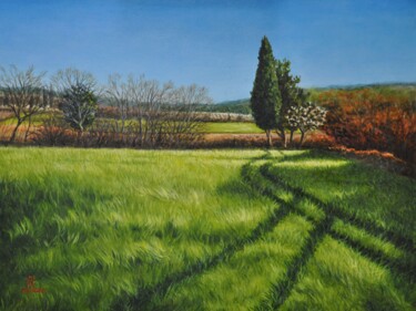 Peinture intitulée "Champ de blés, l'hi…" par Sylvie Roussel Méric, Œuvre d'art originale, Huile