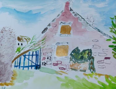 Pintura intitulada "Une Maison Bretonne" por Sylvie Venise, Obras de arte originais, Aquarela