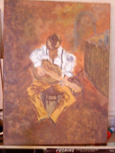 Peinture intitulée "the bluesman" par Sylvie Younes-Bouacida, Œuvre d'art originale, Huile
