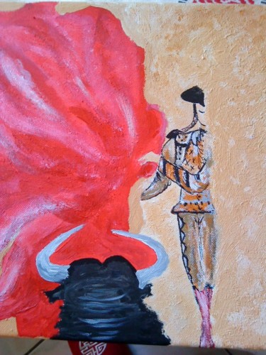 Peinture intitulée "femme toreador" par Sylvie Younes-Bouacida, Œuvre d'art originale, Huile