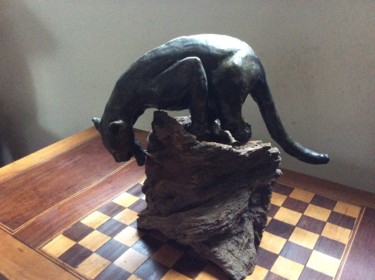 Sculpture titled "Jaguar 1" by Sylvine Armain, Original Artwork, Terra cotta