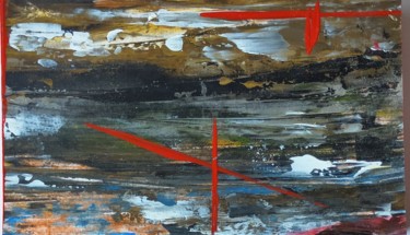 Painting titled "Horizon 1" by Sylvine Menonville, Original Artwork, Acrylic Mounted on Wood Panel