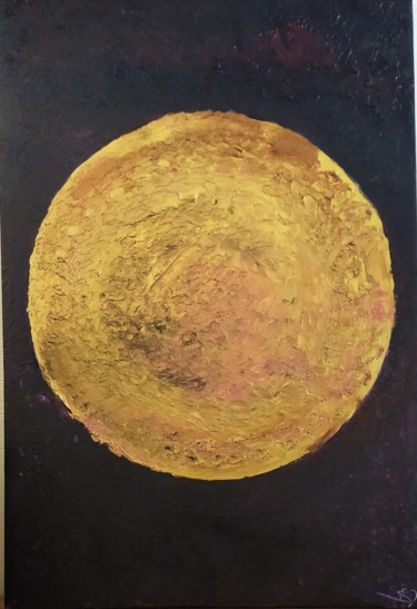 Painting titled "Luna" by Sylvine Menonville, Original Artwork, Acrylic Mounted on Wood Stretcher frame