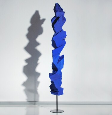 Sculpture intitulée "blue1" par Sylvio Eisl, Œuvre d'art originale, Bois