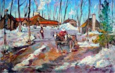 Painting titled "Belgian Horse Team…" by Sylvio Gagnon, Original Artwork