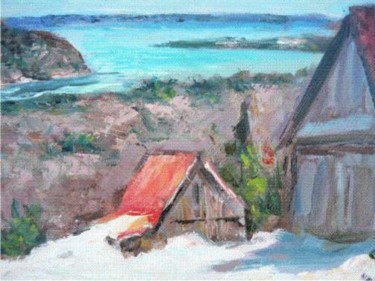 Painting titled "BStP_Toits_Rouge12x…" by Sylvio Gagnon, Original Artwork