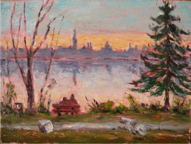 Painting titled "Riverview Romance" by Sylvio Gagnon, Original Artwork