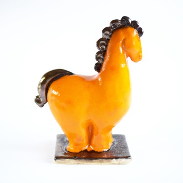 Ceramic mandarine horse Sculpture titled "Ceramic mandarine h…" by Sylwia Drążkowska, Original Art, Ceramics
