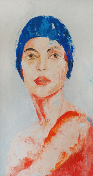 Painting titled "Pływaczka" by Sylwia Giza, Original Artwork, Oil