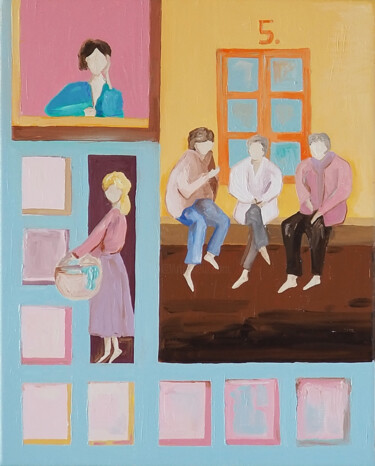 Malarstwo zatytułowany „Ploteczki Adama” autorstwa Sylwia Giza, Oryginalna praca, Olej