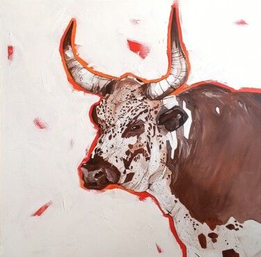 Painting titled "Zebu I" by Sylwia Wenska, Original Artwork, Acrylic Mounted on Wood Stretcher frame