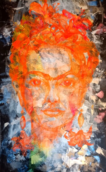 Картина под названием "Frida" - Sylwia Wenska, Подлинное произведение искусства, Акрил Установлен на Деревянная панель