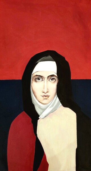 Malerei mit dem Titel "St. Teresa of Avila" von Sylwia Wenska, Original-Kunstwerk, Acryl Auf Keilrahmen aus Holz montiert