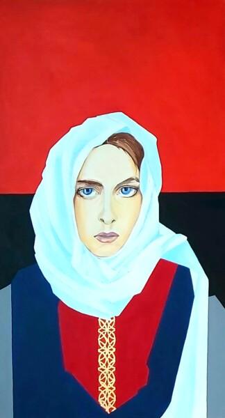 Painting titled "Mary of Nazareth" by Sylwia Wenska, Original Artwork, Acrylic Mounted on Wood Stretcher frame