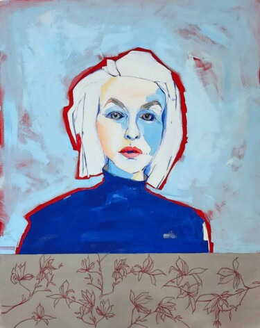 Pintura titulada "Malwina with magnol…" por Sylwia Wenska, Obra de arte original, Acrílico Montado en Bastidor de camilla de…