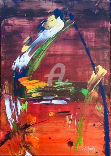 Painting titled "Alpha" by Fabien Dessoly (Symbolic Art BZH), Original Artwork, Acrylic Mounted on Wood Stretcher frame