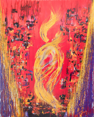 Painting titled "Oshun" by Fabien Dessoly (Symbolic Art BZH), Original Artwork, Acrylic Mounted on Wood Stretcher frame