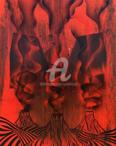 Painting titled "Vader" by Fabien Dessoly (Symbolic Art BZH), Original Artwork, Acrylic Mounted on Wood Stretcher frame