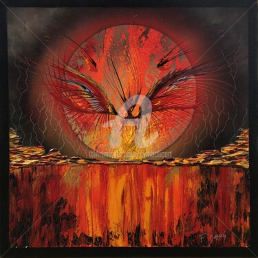 Malerei mit dem Titel "Flammes jumelles" von Fabien Dessoly (Symbolic Art BZH), Original-Kunstwerk, Acryl