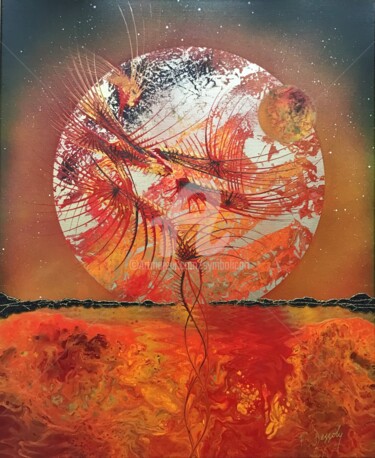 Painting titled "Ode à Mars" by Fabien Dessoly (Symbolic Art BZH), Original Artwork, Acrylic