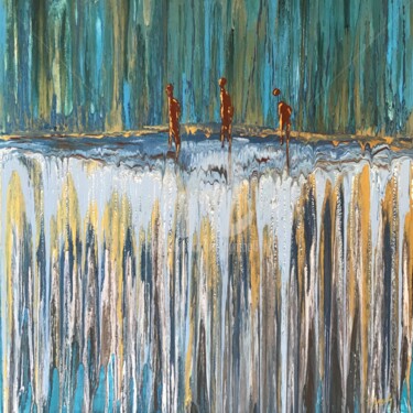 Painting titled "Migration" by Fabien Dessoly (Symbolic Art BZH), Original Artwork, Acrylic Mounted on Wood Stretcher frame