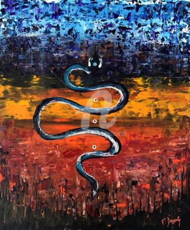 Painting titled "Nazar" by Fabien Dessoly (Symbolic Art BZH), Original Artwork, Acrylic Mounted on Wood Stretcher frame