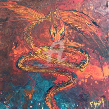 Painting titled "Ydreg" by Fabien Dessoly (Symbolic Art BZH), Original Artwork, Acrylic Mounted on Wood Stretcher frame