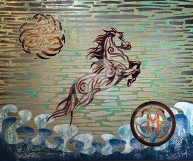"EHWAZ" başlıklı Tablo Fabien Dessoly (Symbolic Art BZH) tarafından, Orijinal sanat, Sprey boya Ahşap Sedye çerçevesi üzerin…
