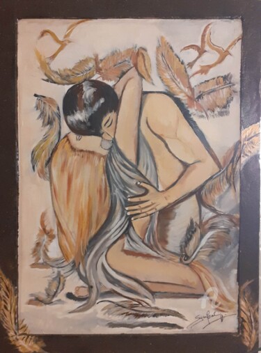 Pintura titulada "Un amour infini" por Symfonie M, Obra de arte original, Oleo Montado en Panel de madera
