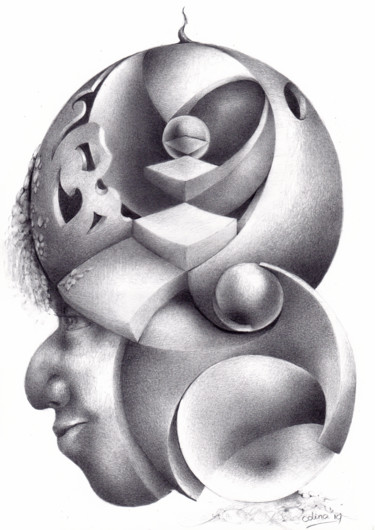 Disegno intitolato "Il Matematico" da Symona Colina, Opera d'arte originale, Grafite