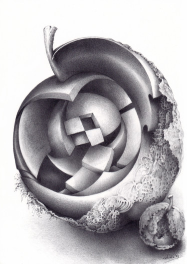 Dessin intitulée "The Plum & The Prune" par Symona Colina, Œuvre d'art originale, Crayon