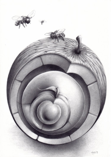 Drawing titled "The Keyhole" by Symona Colina, Original Artwork, Graphite