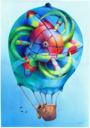 Dessin intitulée "Aeronauts" par Symona Colina, Œuvre d'art originale, Crayon