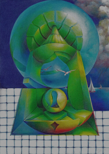 Dessin intitulée "Keyhole" par Symona Colina, Œuvre d'art originale, Crayon