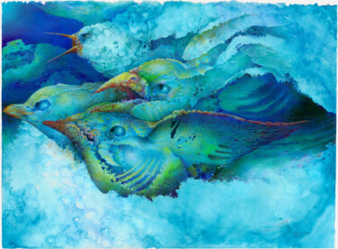 Рисунок под названием "Birds" - Symona Colina, Подлинное произведение искусства, Карандаш