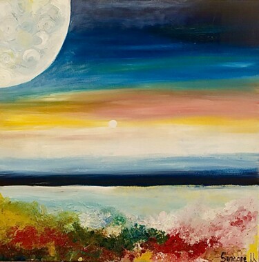 Malerei mit dem Titel "Sunset on Mars" von Syncope Mars, Original-Kunstwerk, Öl