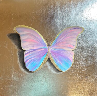 Peinture intitulée "Iridescent butterfly" par Syncope Mars, Œuvre d'art originale, Huile