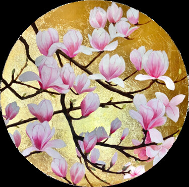 Painting titled "Magnolias #5" by Syncope Mars, Original Artwork, Oil