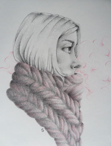 Drawing titled "Hiver 2019 2" by Synobbol, Original Artwork, Pencil