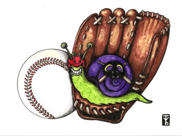 Dibujo titulada "Escargot Base Ball" por Syrius Thorrel, Obra de arte original, Tinta