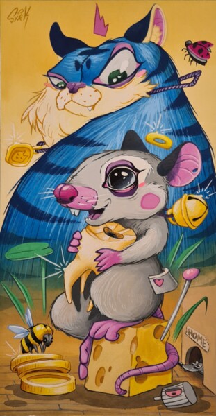 Pintura intitulada "La petite souris" por Syrk Graf, Obras de arte originais, Acrílico