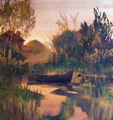 Картина под названием "Тихий вечер" - Syrov, Подлинное произведение искусства